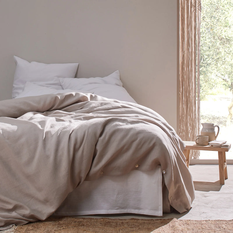 housse de couette lin beige naturel