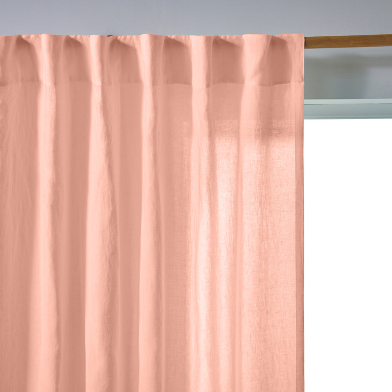 Rideau lin lavé non doublé sur mesure Rose