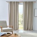 Cortina rectangular a medida en lino opaca color beige natural