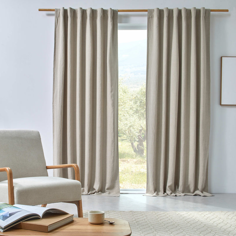 Rideau en lin occultant sur mesure Naturel