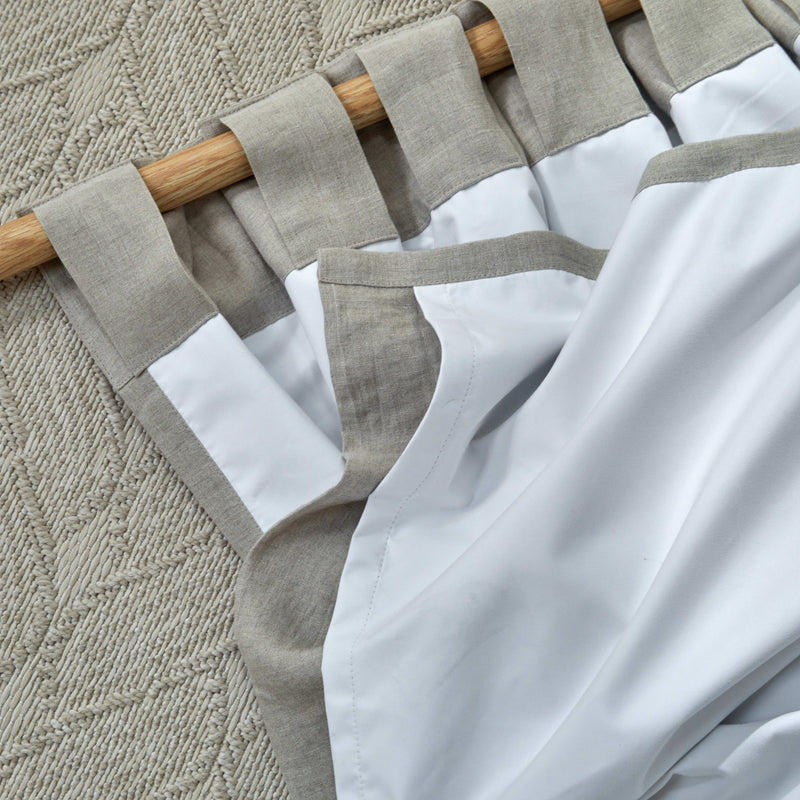 Rideau occultant en lin Naturel sur mesure à pattes cachées