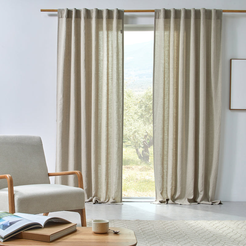 Rideau en lin drapé sur mesure Naturel