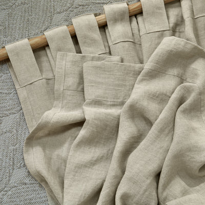 Rideau non doublé sur mesure en lin lavé Naturel à pattes cachées