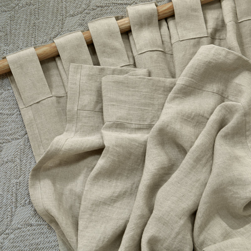 Rideau non doublé sur mesure en lin lavé Naturel à pattes cachées