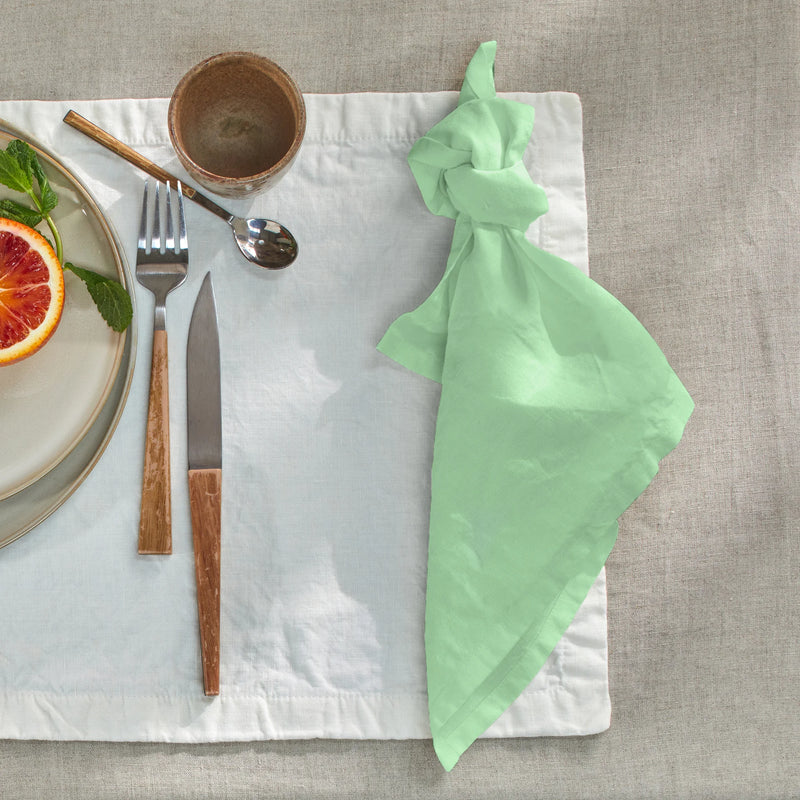 Serviettes de table en lin vert menthe