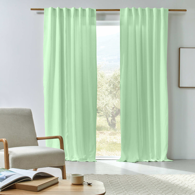 Rideau en lin doublé cotton sur mesure  vert menthe
