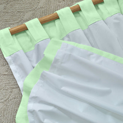 Rideau doublé en lin sur mesure  vert menthe à pattes cachées