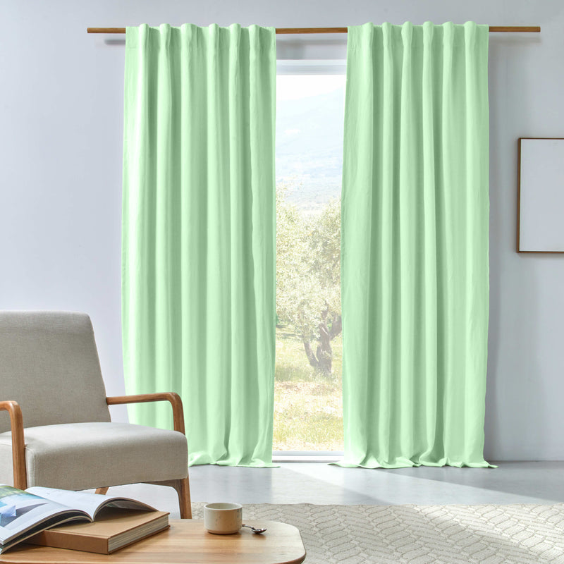 Rideau en lin occultant sur mesure Vert Menthe