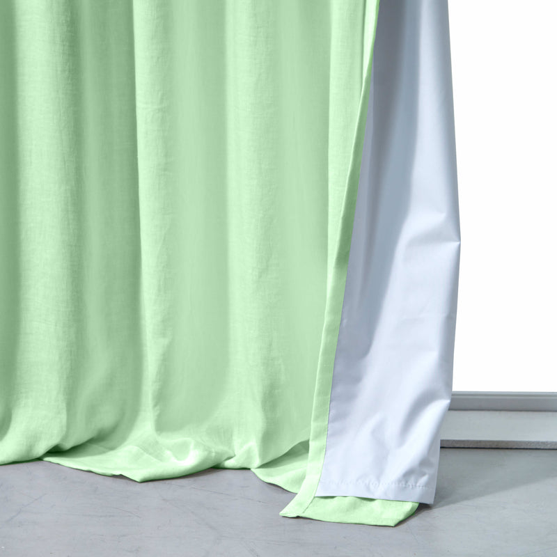 Rideau occultant en lin Vert Menthe sur mesure