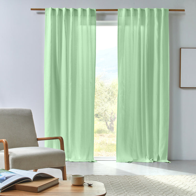 Rideau en lin drapé sur mesure Vert Menthe