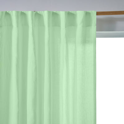 Rideau lin lavé non doublé sur mesure Vert Menthe