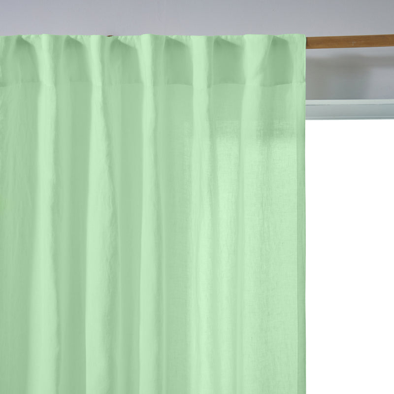 Rideau lin lavé non doublé sur mesure Vert Menthe