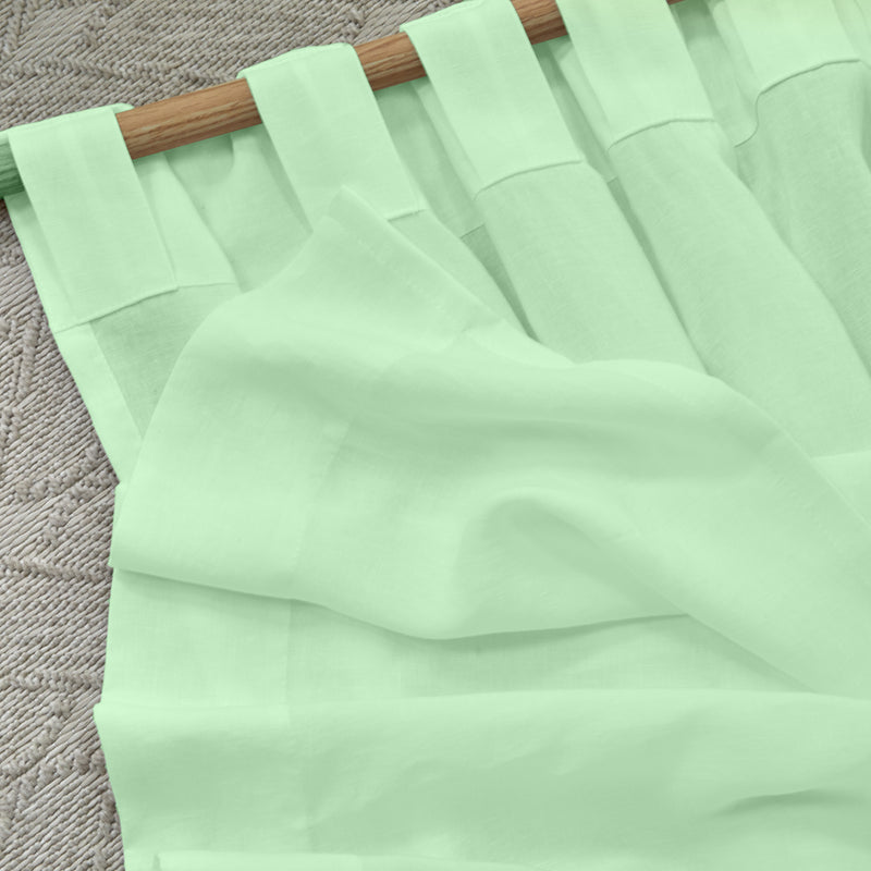 Rideau non doublé en lin sur mesure Vert Menthe à pattes cachées