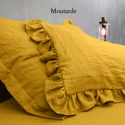 Taies d'oreiller romantiques à volants Jaune moutarde #colour_moutarde