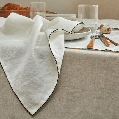 Serviette de table en lin ivoire 