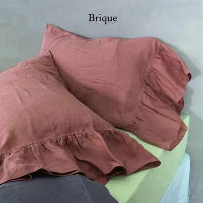 Taies d'oreiller romantiques à bords volantés Brique #colour_brique