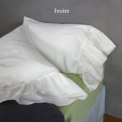 Taies d'oreiller romantiques à bords volantés Ivoire #colour_ivoire