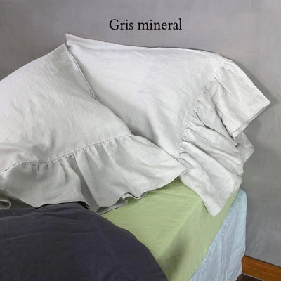 Taies d'oreiller romantiques à bords volantés Gris Minéral #colour_gris-mineral