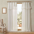 Cortinado em linho con bourdon marfil