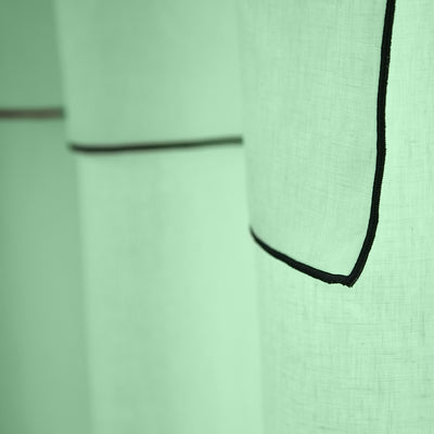 Rideau en lin avec bordure bourdon Vert-menthe