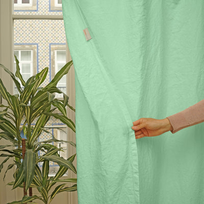 Rideau en lin drapé sur mesure Vert Menthe