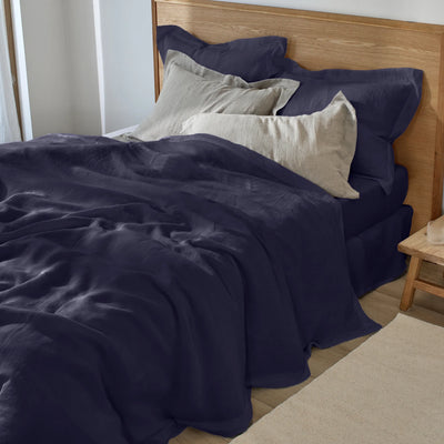 Housse de couette à bords plats bleu nuit