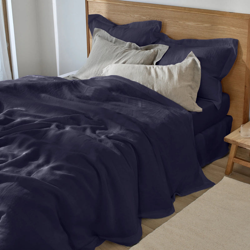 Housse de couette à bords plats bleu nuit