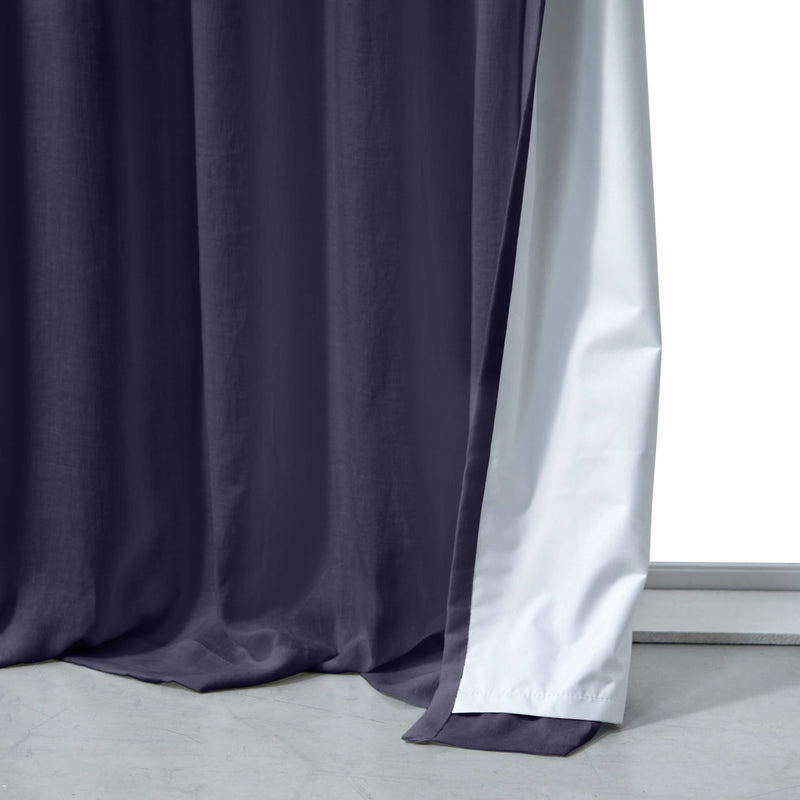 Rideau occultant en lin bleu nuit sur mesure