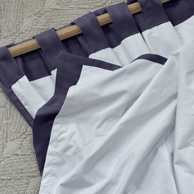 Rideau occultant en lin bleu nuit sur mesure à pattes cachées