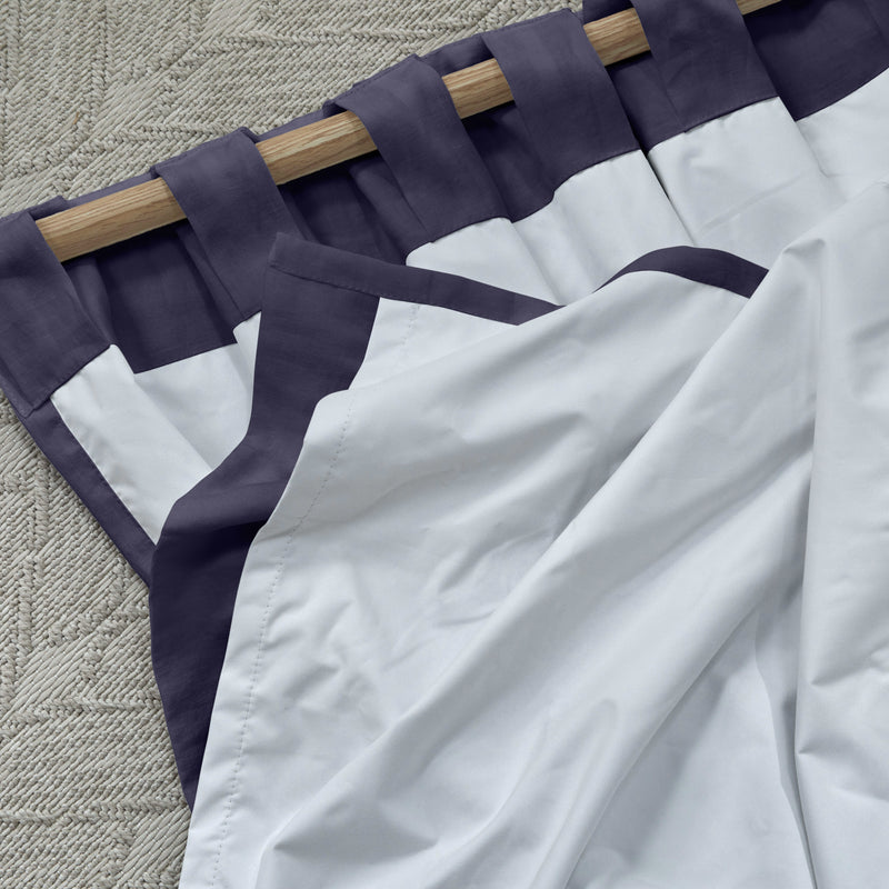 Rideau occultant en lin bleu nuit sur mesure à pattes cachées