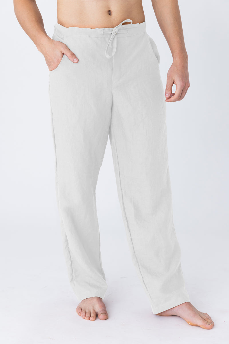 Pantalon décontracté en lin Blanc 