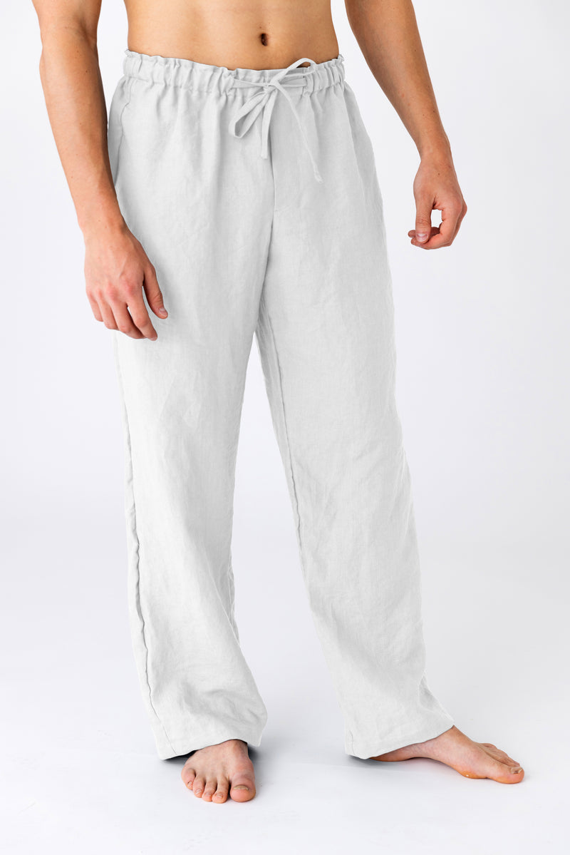 Pantalon de pyjama pour homme en lin “Diego” Blanc Optique 