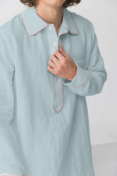 Chemise de nuit lin lavé homme Bleu Glacier #colour_bleu-glacier