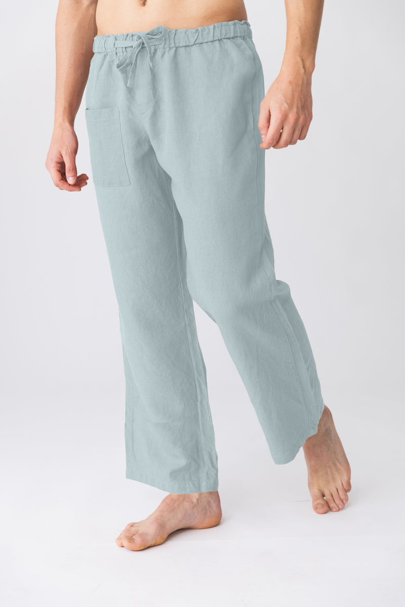 Pantalon de pyjama en lin “Ronaldo” Bleu Glacier 
