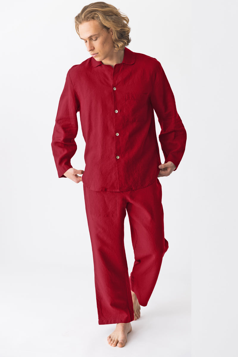 Pyjama en lin pour homme “Ronaldo” Bordeaux 