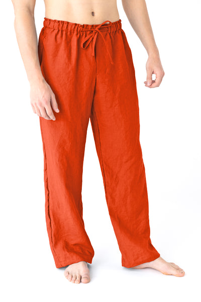 Pantalon de pyjama pour homme en lin “Diego” Corail #colour_corail