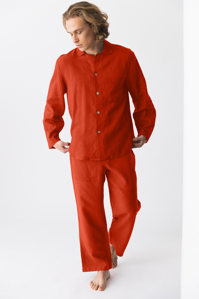 Pyjama en lin pour homme “Ronaldo” Corail #colour_corail