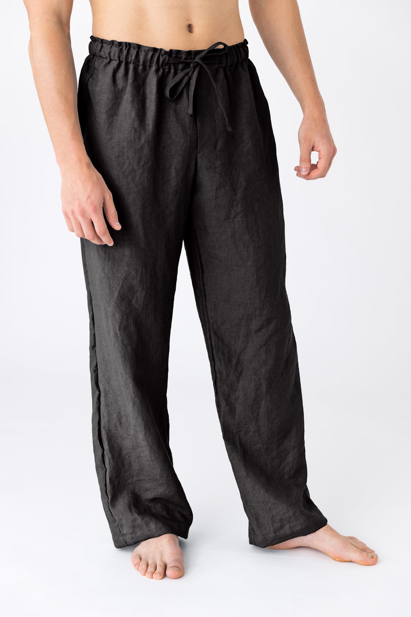 Pantalon de pyjama pour homme en lin “Diego” Encre Noire 