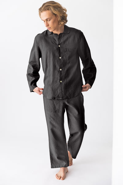 Pyjama en lin pour homme “Ronaldo” Encre Noire #colour_encre-noire