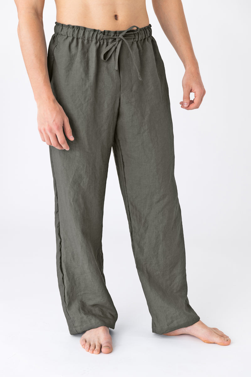 Pantalon de pyjama pour homme en lin “Diego” Gris Plomb 