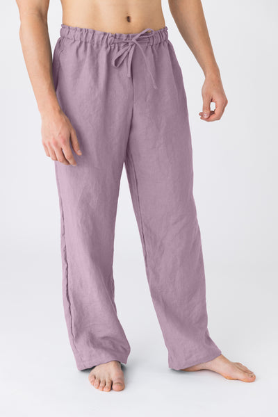 Pantalon de pyjama pour homme en lin “Diego” Lilas #colour_lilas