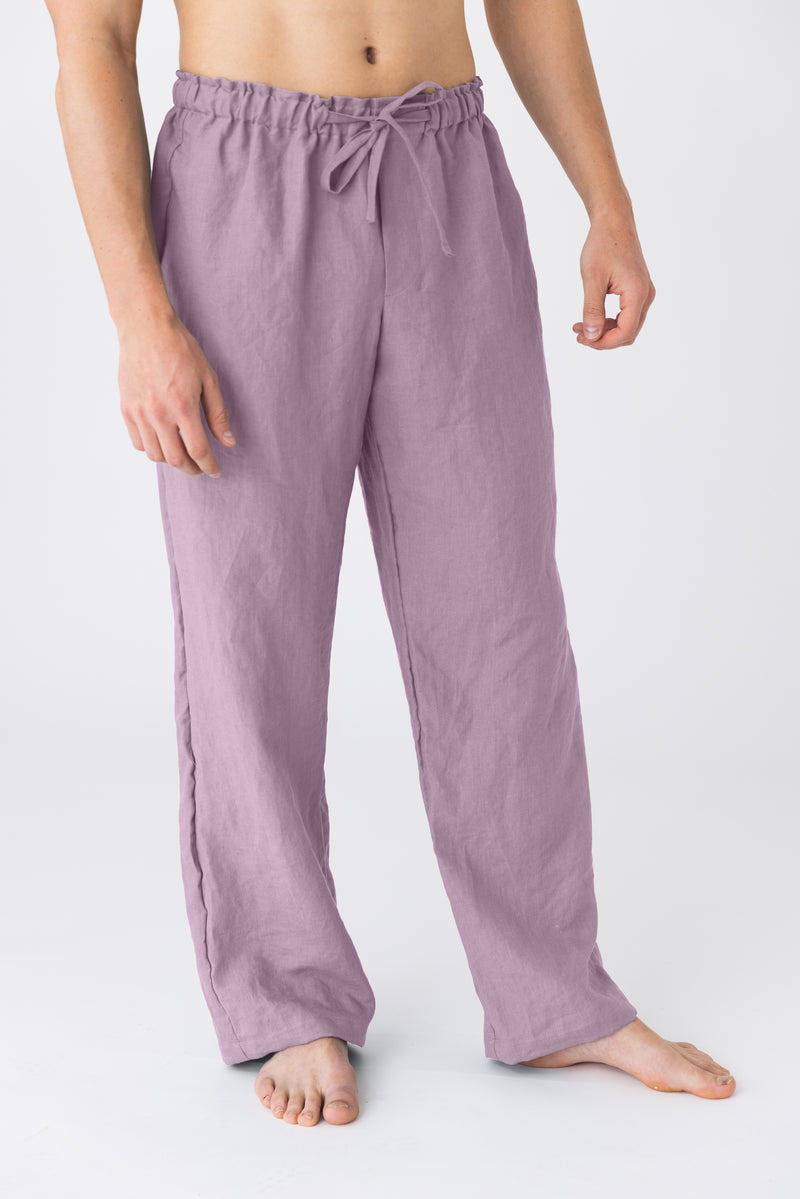 Pantalon de pyjama pour homme en lin “Diego” Lilas 