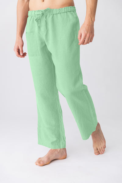 Pantalon de pyjama en lin “Ronaldo” Vert Menthe #colour_vert_menthe