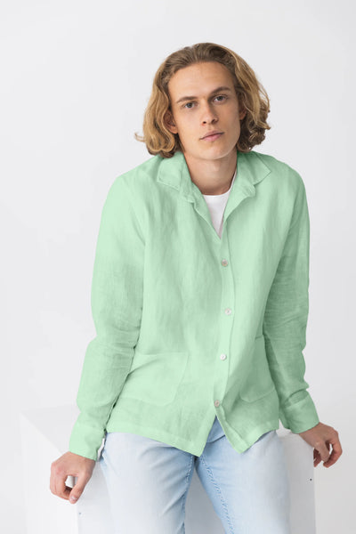 Chemise veste en lin vert menthe