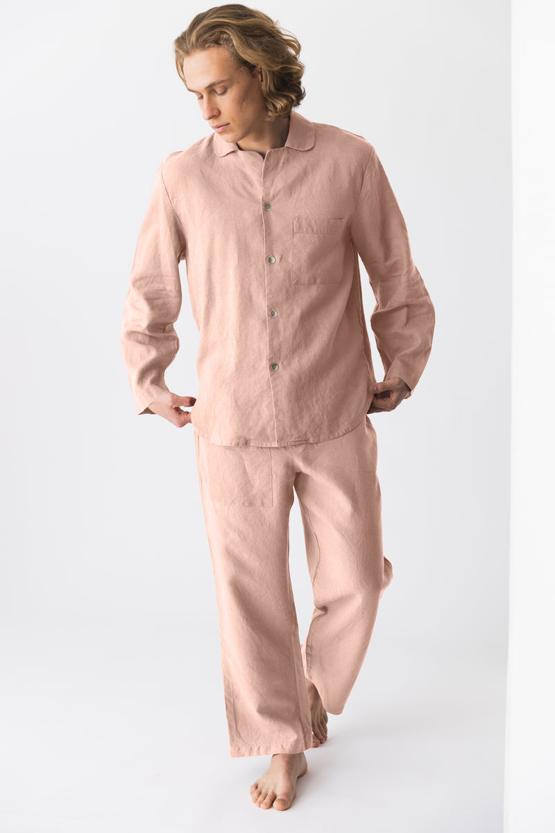 Pyjama en lin pour homme “Ronaldo” Vieux Rose 