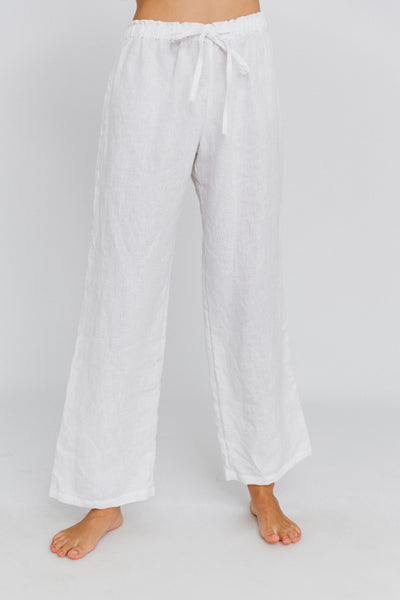 Soldé! Pantalon de pyjama en lin lavé « Malú » Blanc