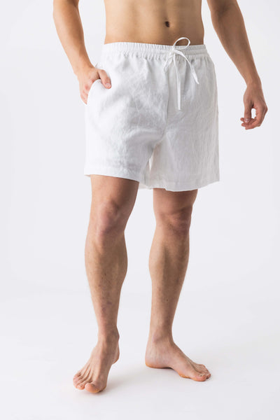 Short de pyjama en lin pour homme “Emanuel” blanc #colour_blanc-optique